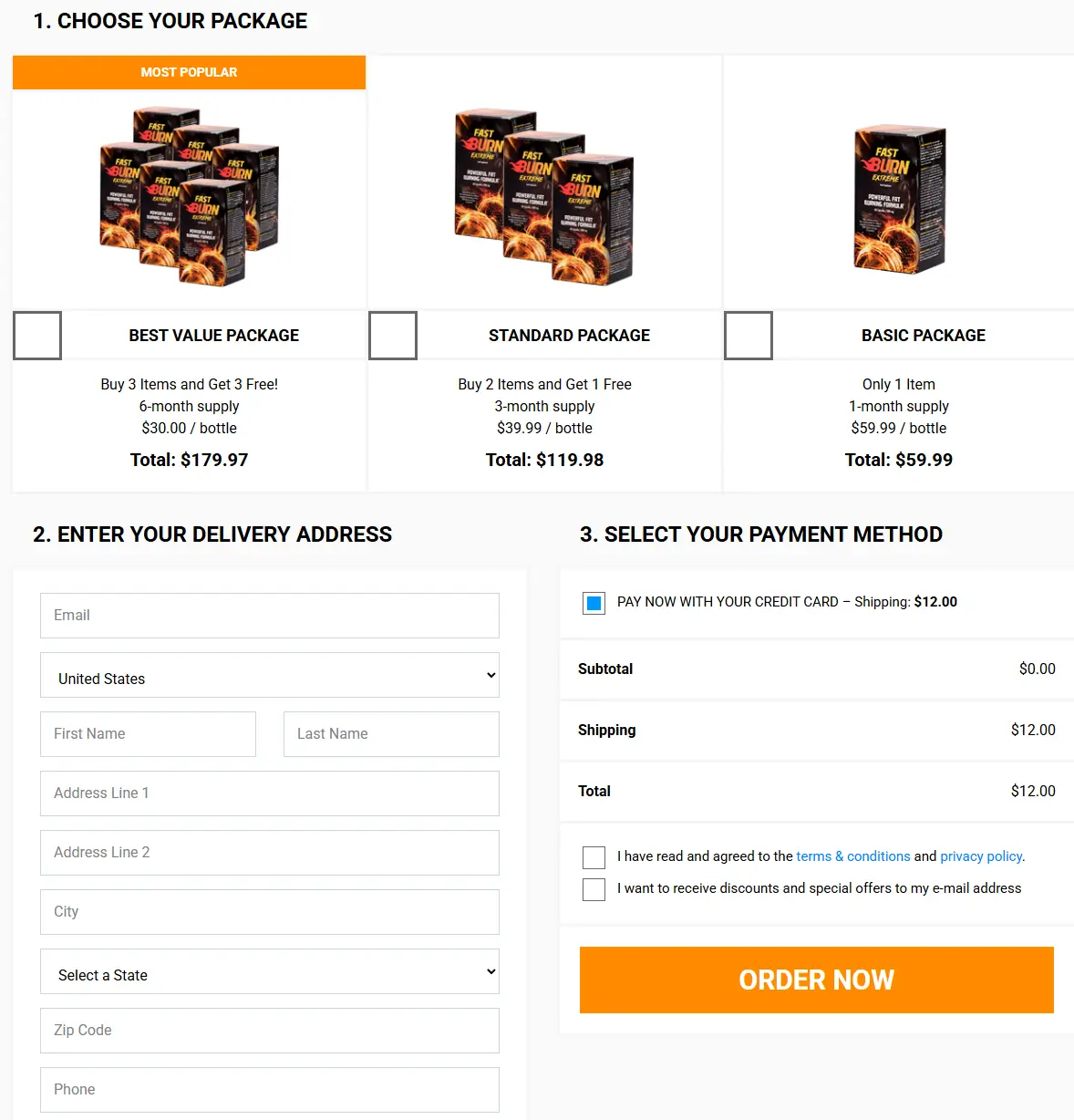 Fast Burn Extreme Cart Section